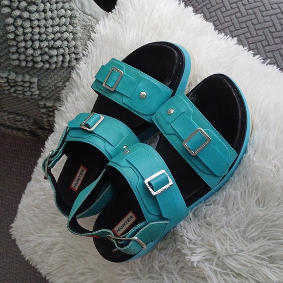 🔥🔥Hunter original Tiffany blue Turquoise platform sandals 10 10.5 - Picture 14 of 15